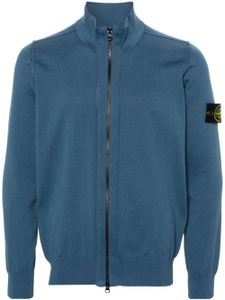 Stone Island cardigan zippé à patch Compass - Bleu