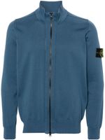 Stone Island cardigan zippé à patch Compass - Bleu - thumbnail