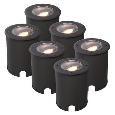 Set van 6 Lilly dimbare LED Grondspot - Kantelbaar - Overrijdbaar - Rond - 2700K warm wit - IP67 waterdicht - 3 jaar garantie - Zwart