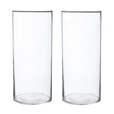 Atmosphera Bloemenvaas - 2x - cilinder vorm - transparant - glas - 13 x 30 cm