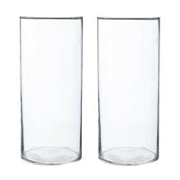 Atmosphera Bloemenvaas - 2x - cilinder vorm - transparant - glas - 13 x 30 cm