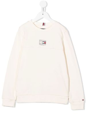 Tommy Hilfiger Junior sweat en coton biologique à logo imprimé - Tons neutres