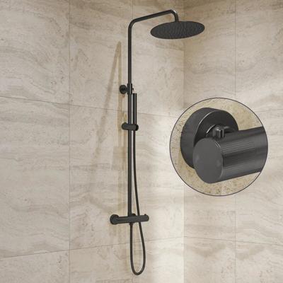 Regendouche set SaniClear Iron Stripes | Opbouw | 20 cm | Mengkraan | Incl.Handdoucheset | Verouderd ijzer - gunmetal