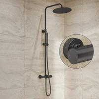 Regendouche set SaniClear Iron Stripes | Opbouw | 20 cm | Mengkraan | Incl.Handdoucheset | Verouderd ijzer - gunmetal