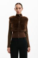 Gebreide trui met haarstructuur - BROWN - L