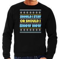 Apres ski sweater voor heren - Should i stay or should i snow now - zwart - apresski/wintersport
