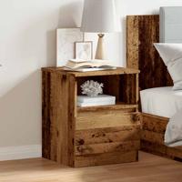 Nachtkastje 40x40x50 cm bewerkt hout oud houtkleurig