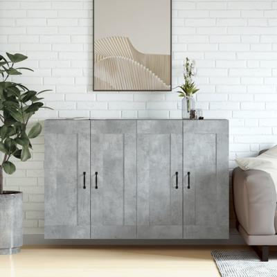 Hangkasten 2 st bewerkt hout betongrijs