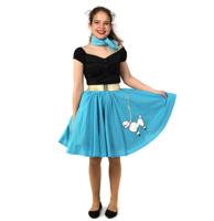 Kids Retro Poodle Skirt Turquoise-16 inch (40,5 cm) | 23% korting