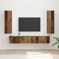 Tv-meubelset Wandgemonteerd 3 pcs Oudhout Bewerkt hout