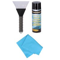 Autoramen IJskrabber soft grip 25 cm met ruitenontdooi spray en anti-condens doek - thumbnail