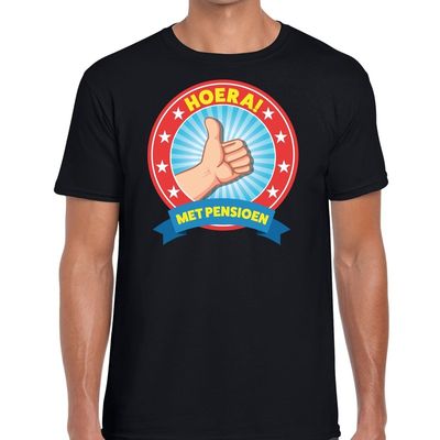 Hoera met pensioen t-shirt zwart heren Hoera met pensioen t-shirt zwart heren