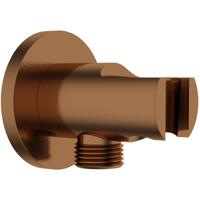 Wiesbaden UniMatch Wandaansluitbocht met Handdouchehouder - Rond 1/2 Inch - Geborsteld Brons Koper PVD