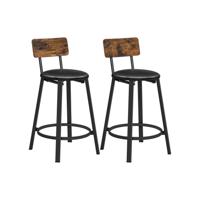 Barstoelen industrieel design eenvoudige montage vintage bruin-inktzwart, Zwart / 39 x 39 x 82 cm