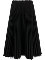 Plan C pleated asymmetric-hem midi skirt - Noir - thumbnail