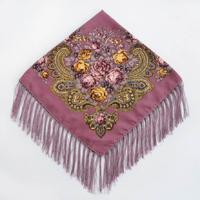 Roze etnische stijl retro kwast vierkante sjaal bloem patroon hoofddoek sjaal grootte: 90 x 90cm