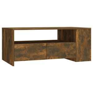 The Living Store Salontafel - Gerookt Eiken - 102 x 55 x 42 cm - Opbergruimte