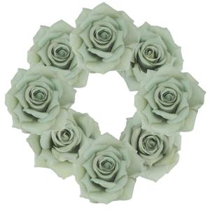 Chaks Decoratie rozen set - kunststof - 8x stuks - groen - 9,5 x 5,5 cm - bruiloft decoratie