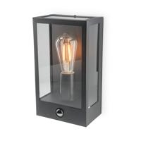 Stella PIR LED wandlamp - bewegingssensor - schemerschakelaar - excl. E27 lichtbron - max. 60 watt - IP44 Waterdicht - Zwart - voor buiten - tuinverlichting