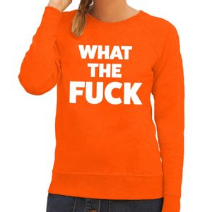 What the Fuck tekst sweater oranje voor dames