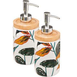 5five Zeeppompje/zeepdispenser - 2x - Palawan - wit/zilver - 280 ml