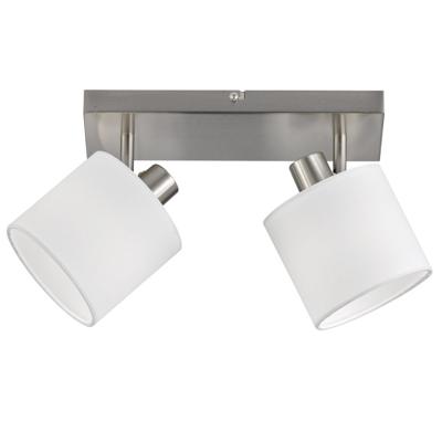 Trio PlafondspotTommy 2-lichts RVS met wit - R80332001