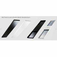 Zwarte rechthoekige plafondplaat 130x25x3,5cm zwart met 6 gaten voor verlichting