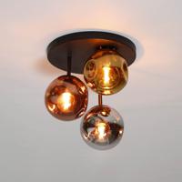 LifestyleFurn Plafondlamp Shahid Glas, 3-lamps - Artic zwart - thumbnail