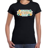 Hawaii shirt zomer t-shirt zwart met groene letters voor dames 2XL  - - thumbnail