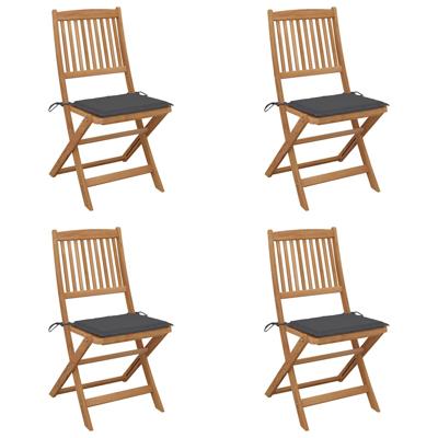 Tuinstoelen 4 st inklapbaar met kussens massief acaciahout