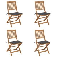 Tuinstoelen 4 st inklapbaar met kussens massief acaciahout