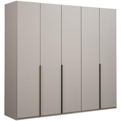 Leen Bakker - Kledingkast Milaan 5-deurs - Kiezel - 208x225x58 Cm - Spaanplaat - Beige