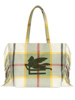 ETRO Pegaso-embroidered checkered tote bag - Vert