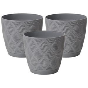 Form Plastic Plantenpot/bloempot New Age - 3x - kunststof - platina grijs - D17 x H15 cm