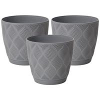 Form Plastic Plantenpot/bloempot New Age - 3x - kunststof - platina grijs - D17 x H15 cm