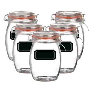 Weckpot/inmaakpot - 10x - 1L - glas - met beugelsluiting - incl. etiketten