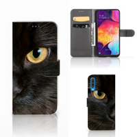 Samsung Galaxy A50 Telefoonhoesje met Pasjes Zwarte Kat