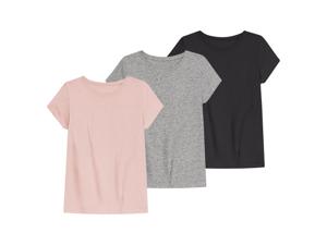 pepperts! Kinderen meisjes T-shirts, 3 stuks, met ronde hals  (146/152, Roze/grijs/zwart)