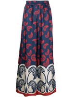 La DoubleJ floral-print palazzo trousers - Bleu