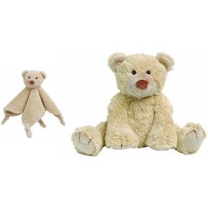 Happy Horse beer Boogy beige knuffeldoekje en knuffel 35 cm