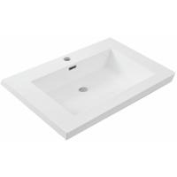 Wiesbaden Vision Wastafel Enkel - met 1 Kraangat - 60x46x5.5cm - Kunstmarmer - Glans Wit