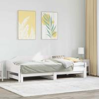 Slaapbank met onderschuifbed 80x200 cm massief grenenhout wit