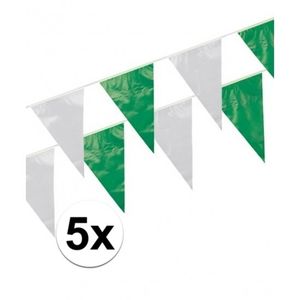 5x Plastic vlaggenlijn groen/wit