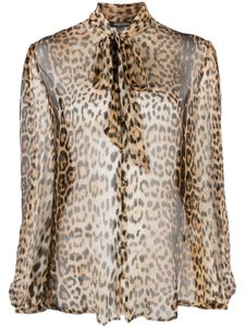 Roberto Cavalli blouse imprimée à col lavallière - Tons neutres