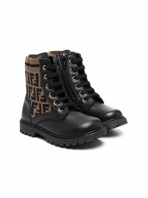 Fendi Kids bottes à motif FF - Noir