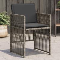 Tuinstoelen 4 st met kussens poly rattan grijs
