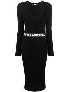 Karl Lagerfeld robe nervurée à logo imprimé - Noir