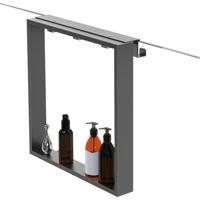 Fortifura Galeria schap met 4 haken - voor douchewand - 50x50x6.5cm - gunmetal Z002gunmetal