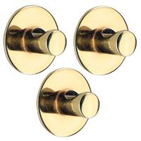 Plakhaakje rond - 3x stuks - goud - Diameter 4 cm - Zelfklevende ophang haakjes - zink