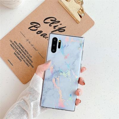 TPU glanzende Laser marmer IMD kleurrijke mobiele telefoon Case voor Galaxy Note10 + (wit)